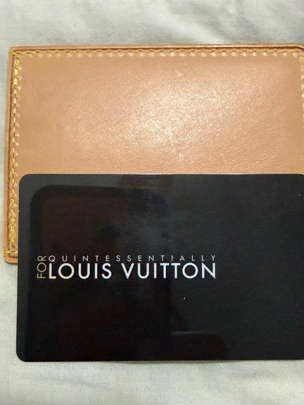Louis Vuitton Beige Tan Embossed Leather Card - Picture 7 of 7